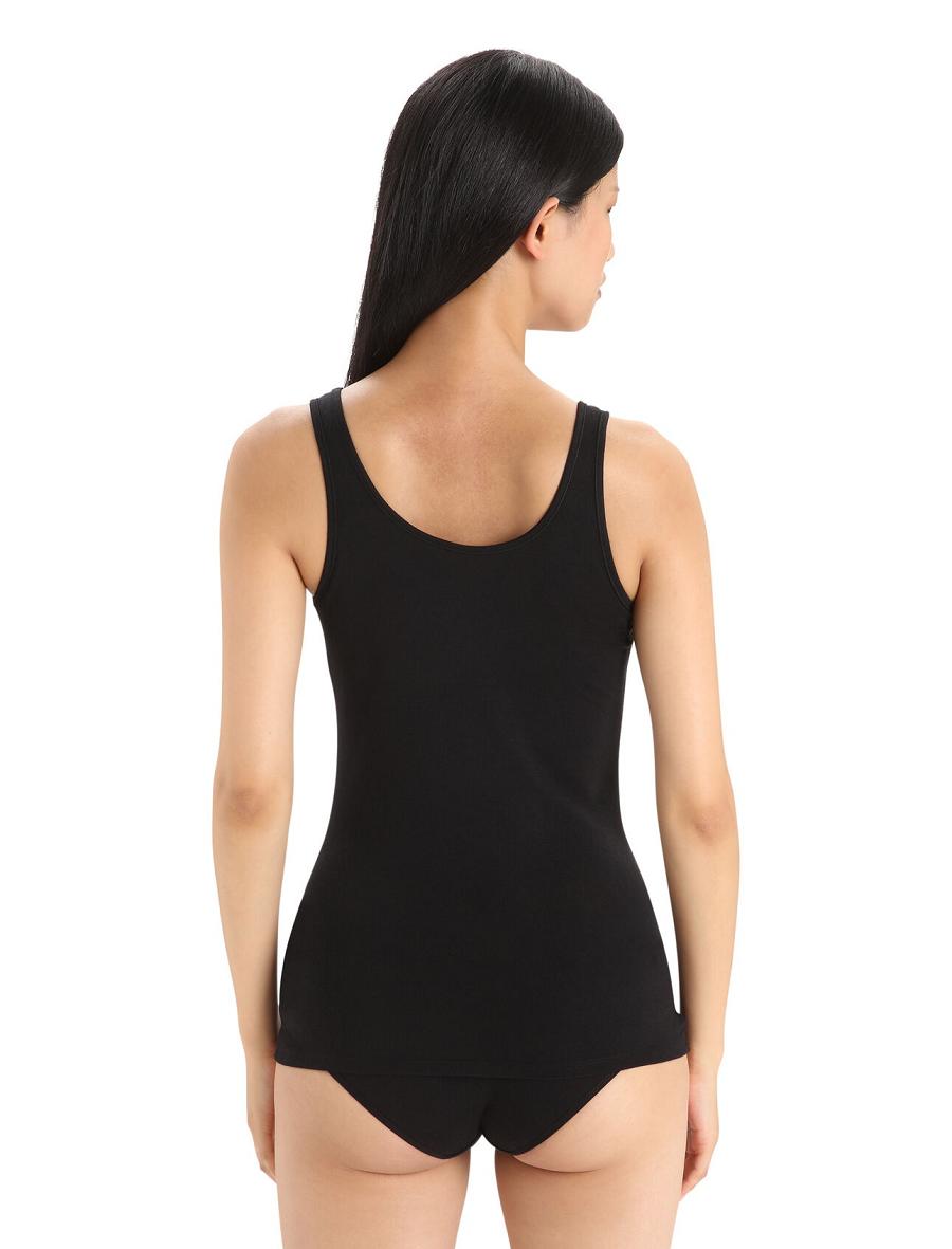 Black Women's Icebreaker Merino Siren Tank Top Underwear | USA 1716HAPK